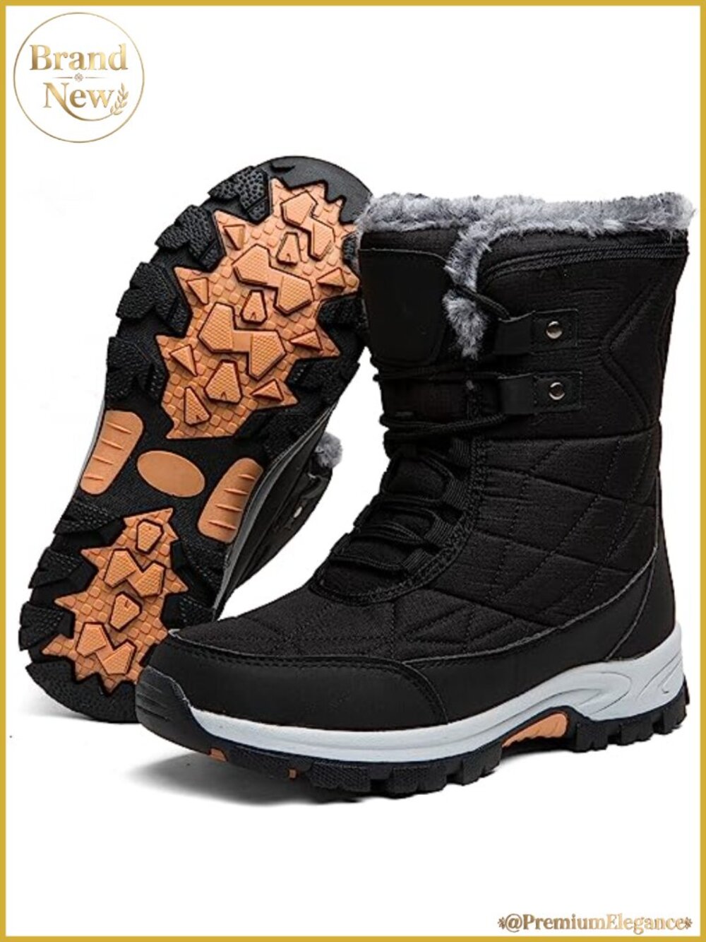 Womens Snow Boots Fur Lined Waterproof Anti-Slip Suede Backpacking Outdoor